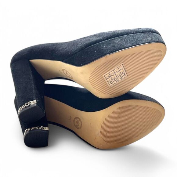 MICHAEL KORS Sabrina Chain Heel Platform Suede Pumps Women's Sz 10 - Picture 8 of 8